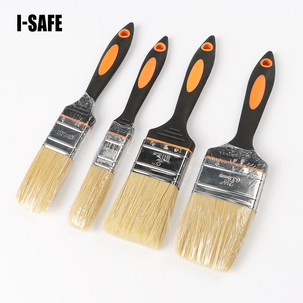 Industrial ^ DIY Flat Paint Brush with Natural Bristle White Plastic Handle