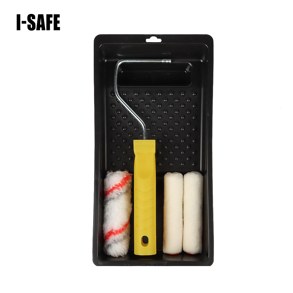 I-Safe Tools 5 Pieces 4” Paint Roller Kit with Plastic Paint Tray